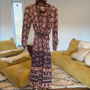 Faherty Pink and Purple Long Sleeve Dress